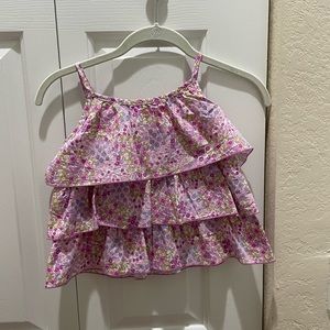 Mulberr Bush purple flower ruffled top size 6 youth